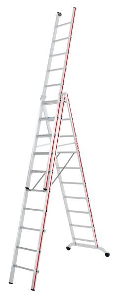 HYMER Mehrzweckleiter, dreiteilig, 3x10 Sprossen, Länge eingefahren 3,02 m / ausgefahren 7,22 m, 604730