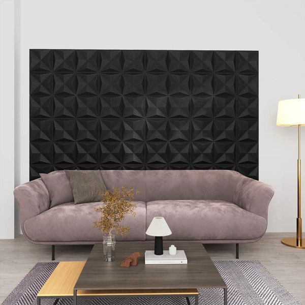 vidaXL 3D-Wandpaneele 24 Stück 50x50 cm Origami Schwarz 6 m², 150917
