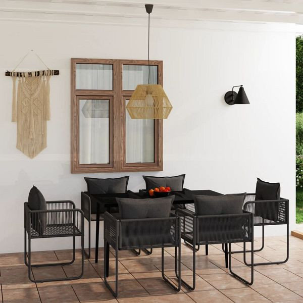 vidaXL 7-teilig Garten-Essgruppe Schwarz, 3099086, 8720286910603