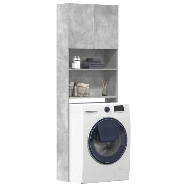 vidaXL Waschmaschinenschrank Betongrau 64x24x190 cm Holzwerkstoff, 859130
