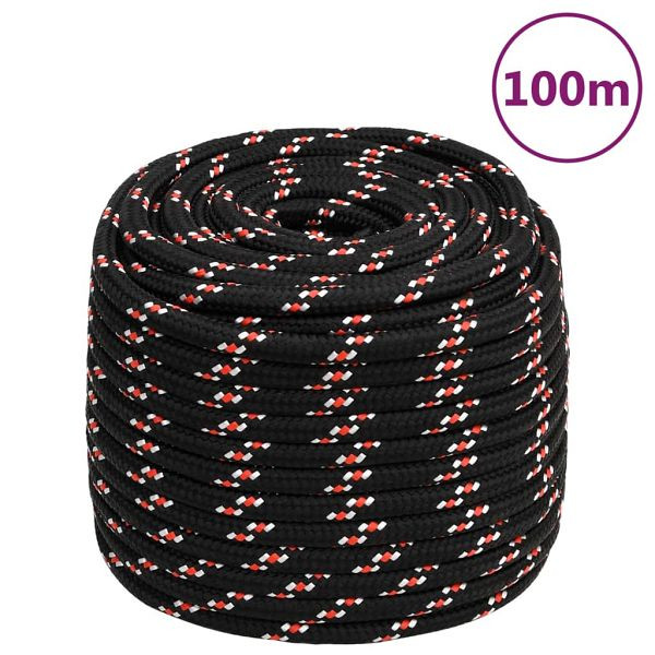 vidaXL Bootsseil Schwarz 18 mm 100 m Polypropylen, 152366