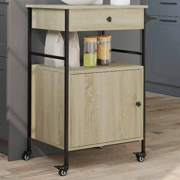 vidaXL Küchenwagen Sonoma-Eiche 56x43x89,5 cm Holzwerkstoff, 842392