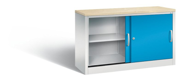 C+P Sideboard mit Schiebetüren Acurado, H720xB1200xT400mm, Farbe: Lichtgrau / Lichtblau, Bügelgriff, 2 OH, 5723-00 S10465