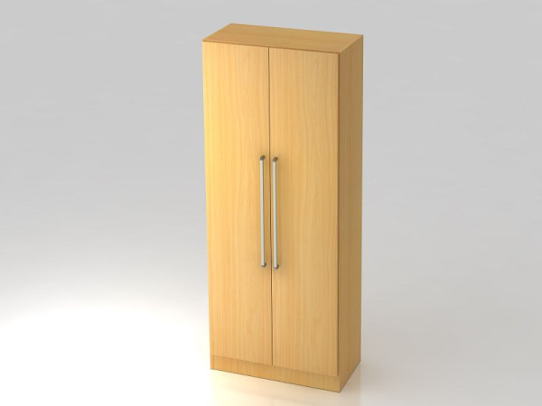 Hammerbacher Garderobenschrank 5OH, Sockelblende, Chromgriff Buche/Buche, 80x42x200,4 cm (BxTxH), V7200/6/6/CE