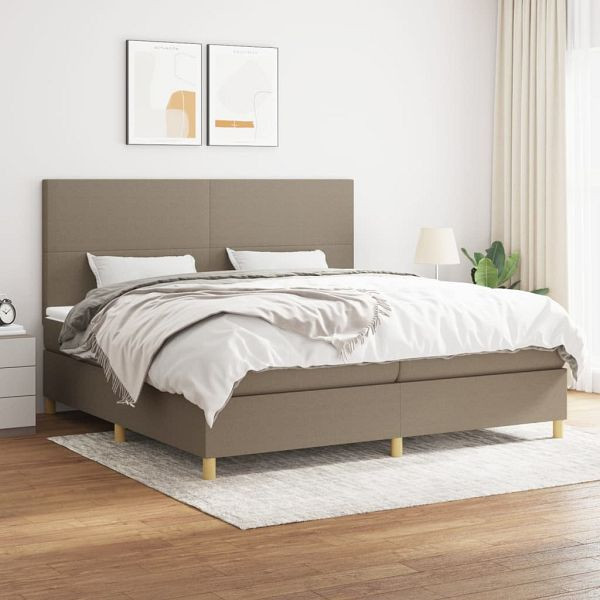 vidaXL Boxspringbett mit Matratze Taupe 200x200 cm Stoff, 3142205