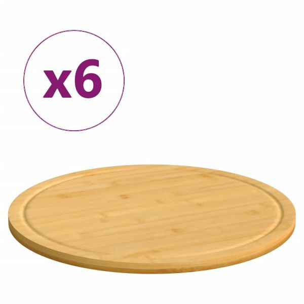 vidaXL Schneidebretter 6 Stück Ø30x1,5 cm Bambus, 352778