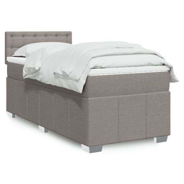 vidaXL Boxspringbett mit Matratze Taupe 100x200 cm Stoff, 3289297