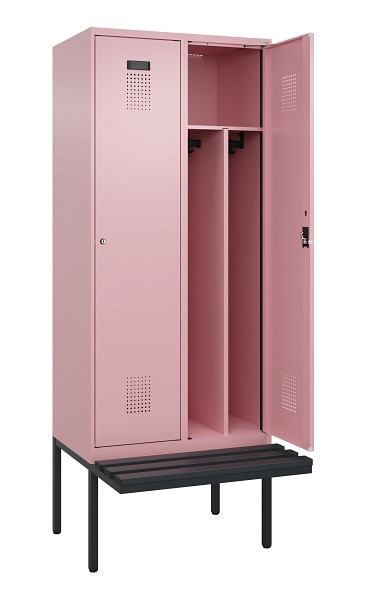 C+P Spind Evolo PLUS, 2 Abteile, 2120x800x815mm, 3015/3015, Haken 4, Zylinderschloss, Sitzfläche Kunststoff, Trennwand, 0490407-22F S10104