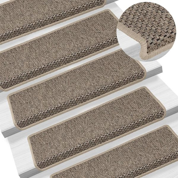vidaXL Treppenmatten Selbstklebend Sisal 15 Stück 65x21x4cm Dunkelbeige, 326890