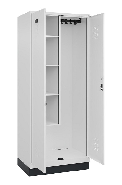 C+P Putzmittel-Spind Evolo PLUS, mit Sockel, 2 Abteile, 1950x800x500mm, 9016/901, Zylinderschloss, 049120-02 S10047