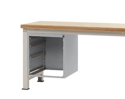Manuflex Leergehäuse PROFI für Werkbanktische stationär, Nutzhöhe 500 mm für Werkbanktiefe 700 mm, Alusilber, ZB4431.9006