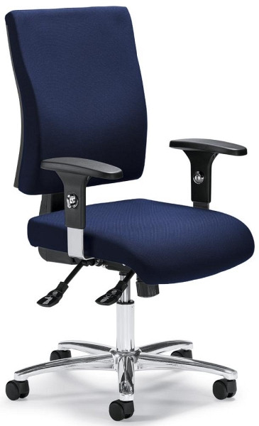 Deskin Bürodrehstuhl COMFORT R DELUXE inkl. Armlehnen, Fußkreuz Stahl inkl. Gasfeder verchromt, Bezug Stoff Basic G, Farbe dunkelblau, 258379