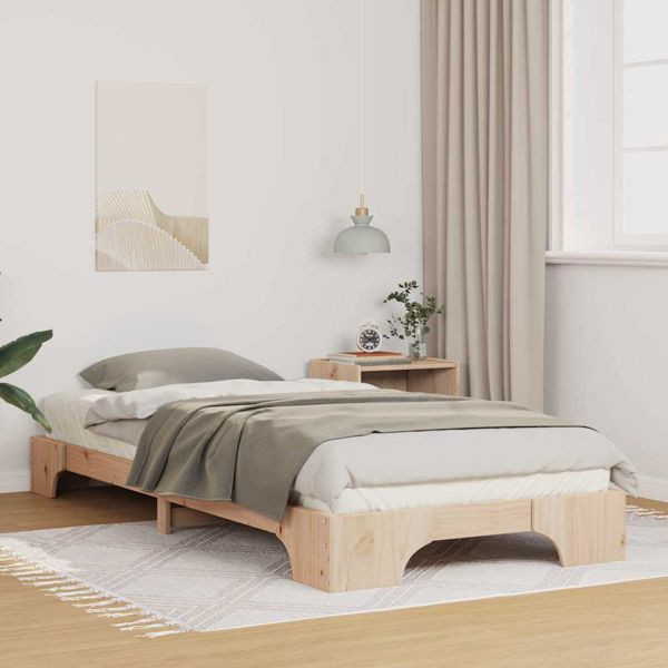 vidaXL Bodenbettgestell mit Speicher Braun 100 x 220 cm Holz, 872917