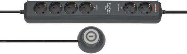 Brennenstuhl Eco-Line Comfort Switch Plus, Steckdosenleiste 6-fach (2 permanente, 4 schaltbare Steckdosen, Fußschalter) anthrazit, 1159560516