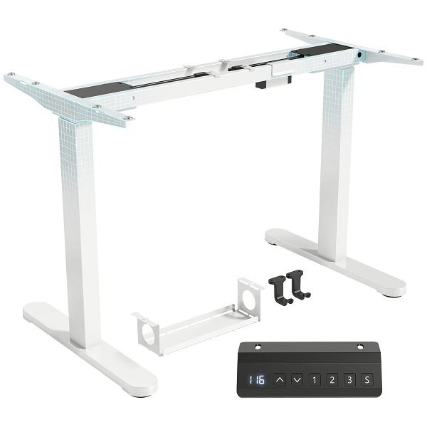 HOMCOM Elektrisches Schreibtischgestell, höhenverstellbar, mit Speicherfunktion, Stahl, Weiß, 838-550V90WT