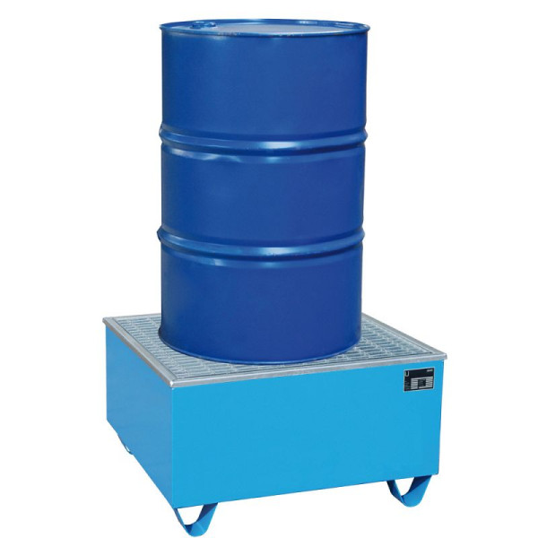 STEIN HGS Auffangwanne AW/PE, mit PE-Kunststoffeinsatz, 200 Liter, RAL 5012 lichtblau, Gesamthöhe 470 mm, lackiert, 1x 200 Liter Fass, 79188.0015