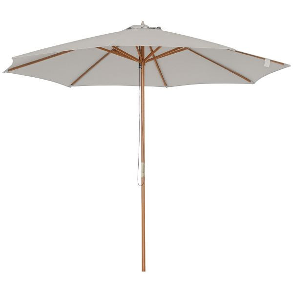 Outsunny Sonnenschirm Holz 300 cm Holzschirm Gartenschirm Balkonschirm Bambus Grau, 840-065GY