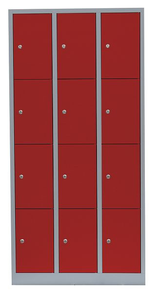 Lüllmann Stahl-Fächerschrank, 1800 x 885 x 500 mm, Lichtgrau/Feuerrot, 520434