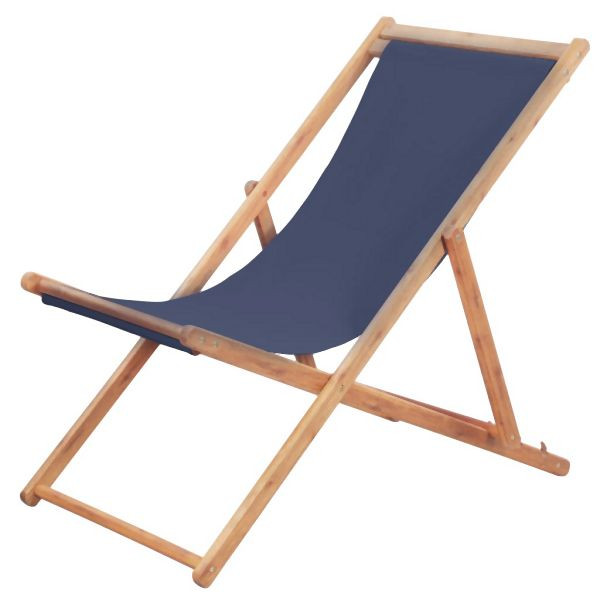 vidaXL Strandstuhl Klappbar Stoff und Massivholz Blau, 44000