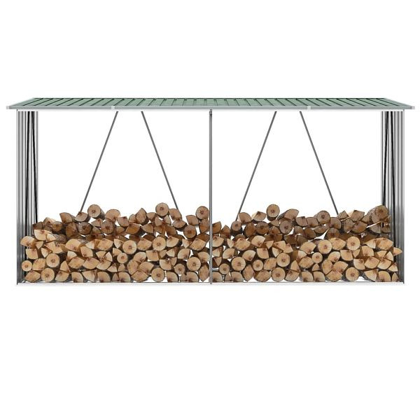vidaXL Brennholzlager verzinkter Stahl 330x84x152 cm Grün, 47083