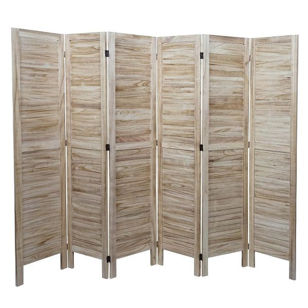 Mendler Paravent HWC-G30, Trennwand Sichtschutz Raumteiler, Shabby-Look 170x240cm, hellbraun, 94467