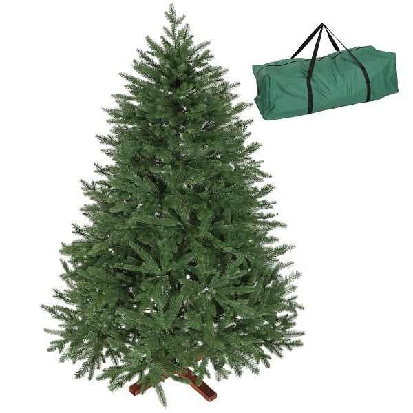 HOMCOM Künstlicher Weihnachtsbaum, realistisches Aussehen, klappbare Zweige, Holzsockel, 83C-156V00GN