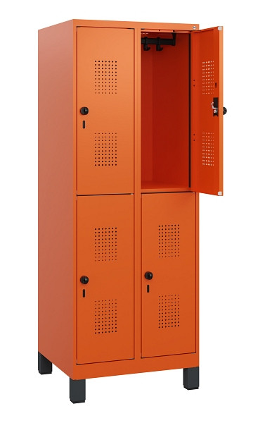 C+P Doppelstöckiger Spind Evolo PLUS, Füße, 4 Fächer, 1630x600x500mm, 2004/2004, Drehriegel, 0493105-20 S10030
