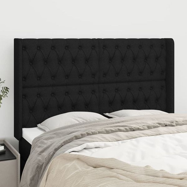 vidaXL Kopfteil mit Ohren Schwarz 163x16x118/128 cm Stoff, 3119924