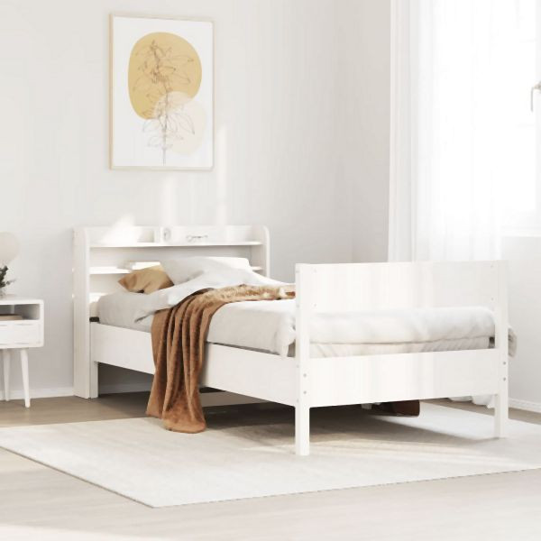 vidaXL Massivholzbett ohne Matratze Weiß 90x200 cm Kiefernholz, 3306937