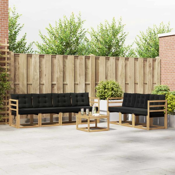 vidaXL Outdoor-Sofagarnitur mit Kissen 8-teilig Weiß und Schwarz, 3389274
