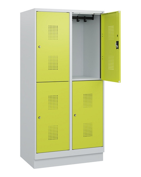C+P Doppelstöckiger Spind Evolo PLUS, Sockel, 4 Fächer, 1630x800x500mm, 7035/002, Zylinderschloss, 0493205-22 S10042