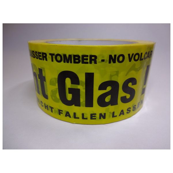 Dönges PVC-Klebeband "Vorsicht Glas", gelb, VE: 6 Stück, 108675