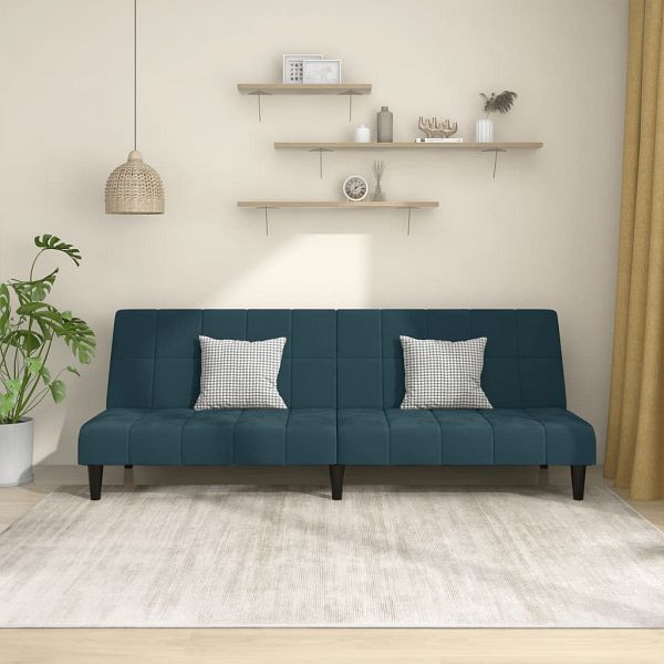 vidaXL Schlafsofa 2-Sitzer Blau Samt, 375840, 8721012379930