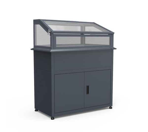 Westmann Hochbeet mit Frühbeetaufsatz & Stauraum Plexa Plus anthrazit, 50x100x120 cm, WMHPS-S1085E-SET