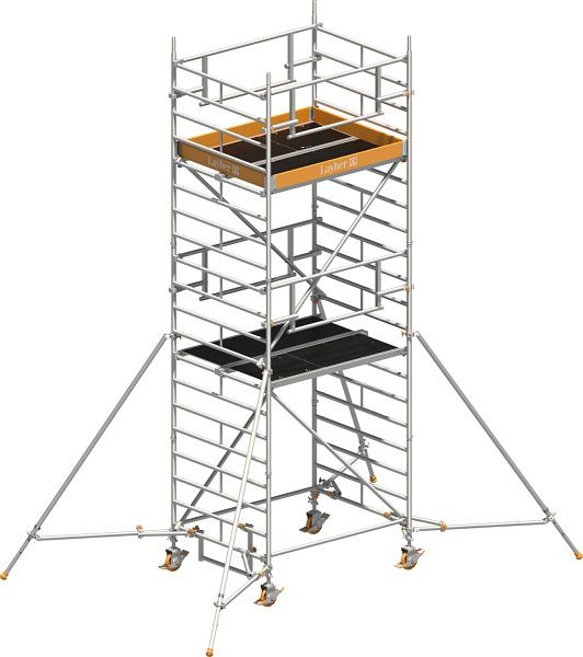 Layher Gerüst Uni Kompakt P2 SAFETY PLUS mit Doppelgeländer und Gerüststützen, Max. Plattformhöhe: 4,20 m, 1425024
