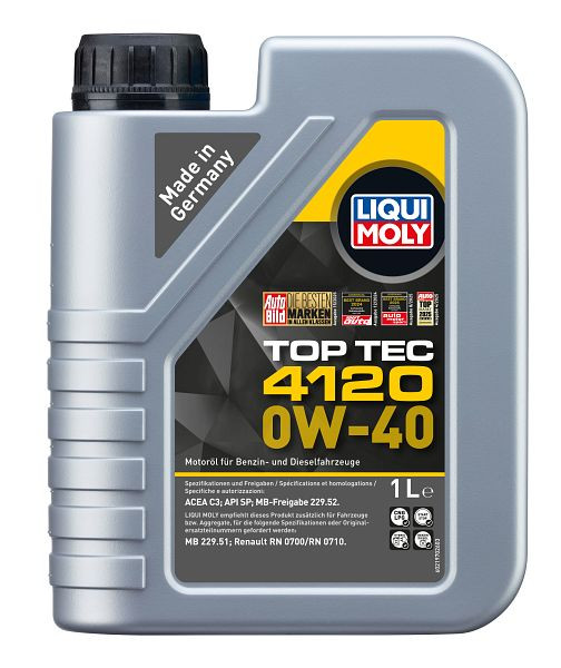LIQUI MOLY Motoröl Top Tec 4120 0W-40, Kanister Kunststoff, VE: 1 Liter, 21970