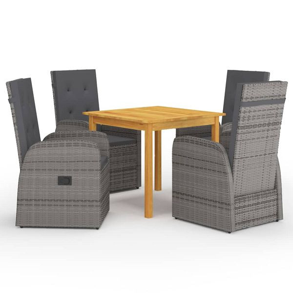 vidaXL 5-teilig Garten-Essgruppe Grau, 3067718