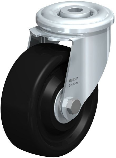 Blickle LIR-PHN 102HK Hitzebeständige Stahlblech-Lenkrolle mit Rückenloch, Phenolharz, Schwarz, 755765
