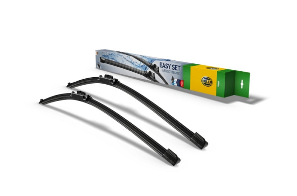 HELLA Easy Set OE Scheibenwischer, SetOE6060, Flachblatt-Wischer, für Linkslenker, 600/600mm, 24/24", vorne, VE: 2 Stück, 9XW 358 164-101