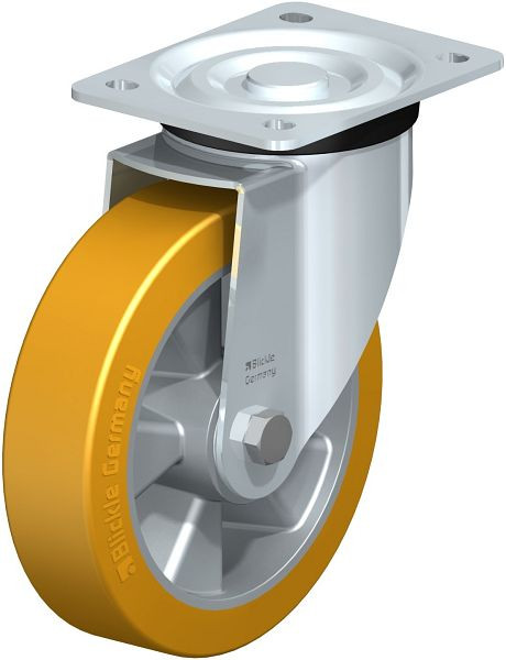 Blickle L-ALTH 180K Stahlblech-Lenkrolle, mittelschwere Ausführung, mit Anschraubplatte, Blickle Extrathane®, Hellbraun, 554246