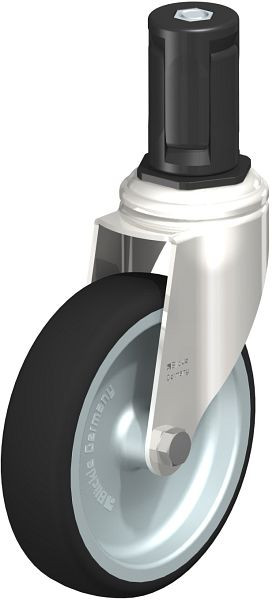 Blickle LKRXA-PATH 126G-11-EXR15 Edelstahl-Apparate-Lenkrolle mit Expander, Thermoplastisches Polyurethan, Grau, 853478
