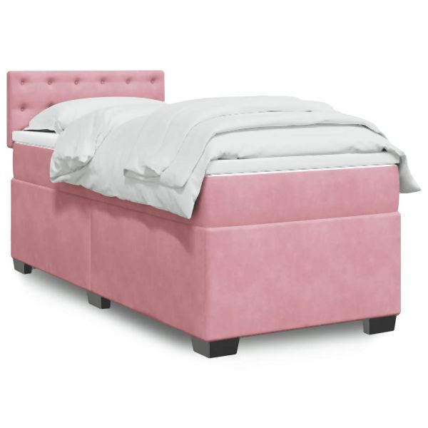 vidaXL Boxspringbett mit Matratze Rosa 90x200 cm Samt, 3288515