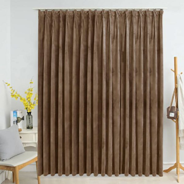 vidaXL Verdunkelungsvorhang mit Haken Samt Beige 290 x 245 cm, 134511