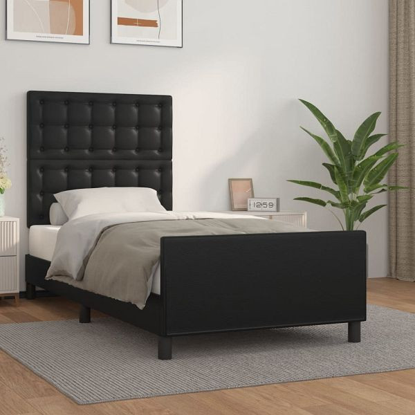 vidaXL Bettgestell mit Kopfteil Schwarz 90x190 cm Kunstleder, 3125543