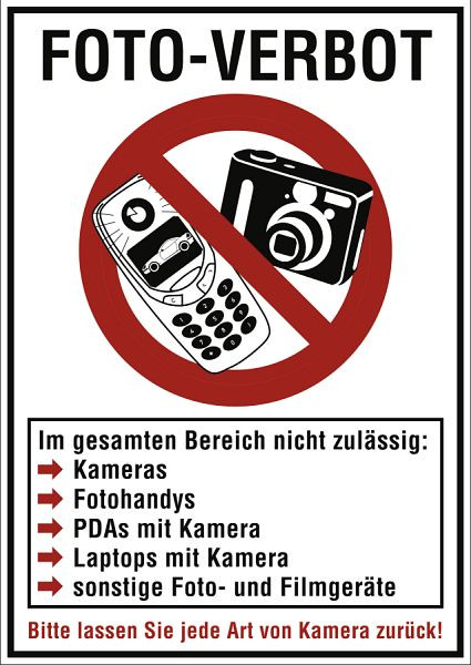 Moedel FOTO-VERBOT, Kombischild, Kunststoff, 210x297 mm, 58741