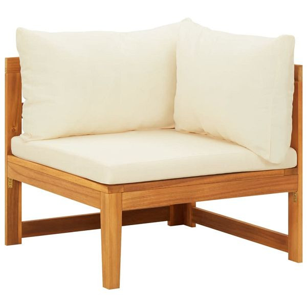 vidaXL Ecksofa mit Cremeweißen Kissen Massivholz Akazie, 316315