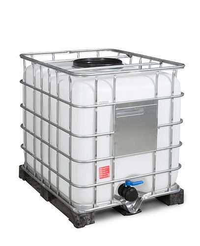 DENIOS Recobulk IBC Container, PE-Palette, 1000 l, Öffnung NW400, Auslauf NW80, 266182