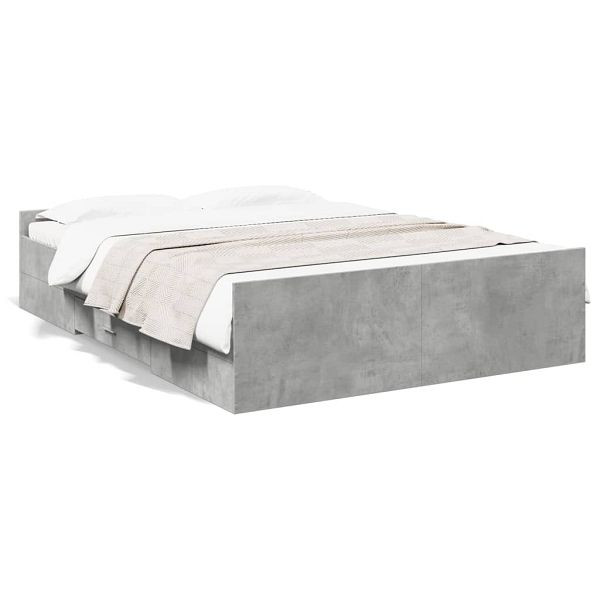vidaXL Bettgestell mit Schubladen Betongrau 120x200 cm Holzwerkstoff, 3280303
