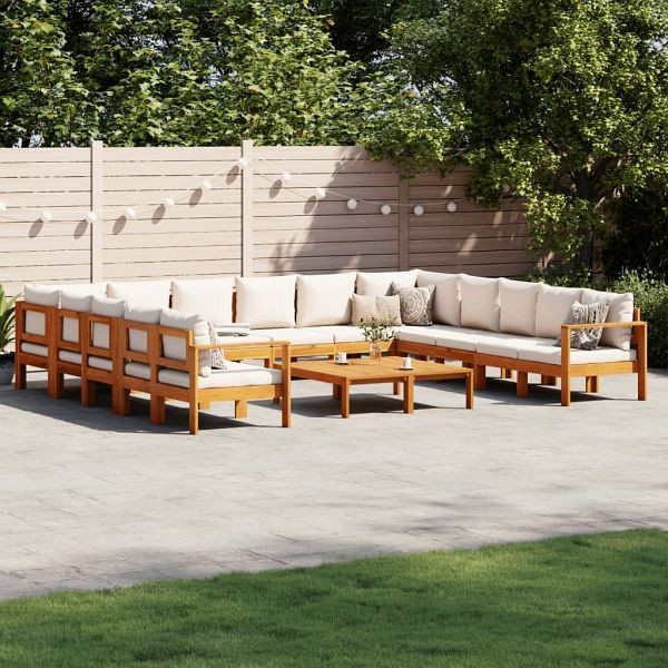 vidaXL 10-teilig Garten-Sofagarnitur mit Kissen Massivholz Akazie, 3214855