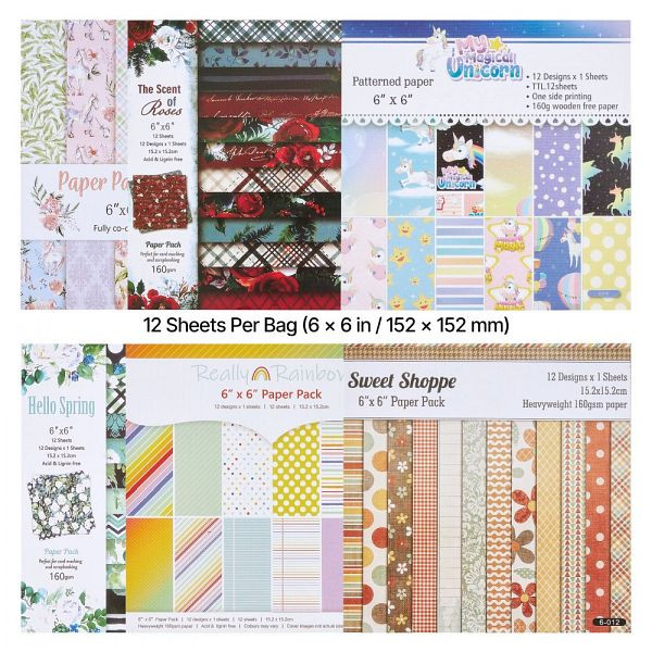 VEVOR Scrapbook-Papier, 72 Blätter, 152 mm, Spezialmuster-Set für Stanz- & Prägemaschinen, Scrapbooking & DIY-Basteln, ZZPJ6YCQLSHW6Y2AG001V0